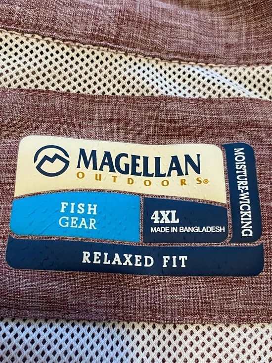 Men’s 4XL Magellan Outdoors Relaxed Fit Fish Gear Shirt in Mauve Heather - Picture 2 of 12